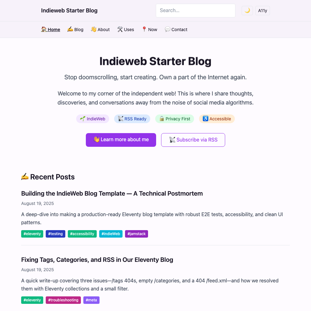 11ty IndieWeb Blog Starter