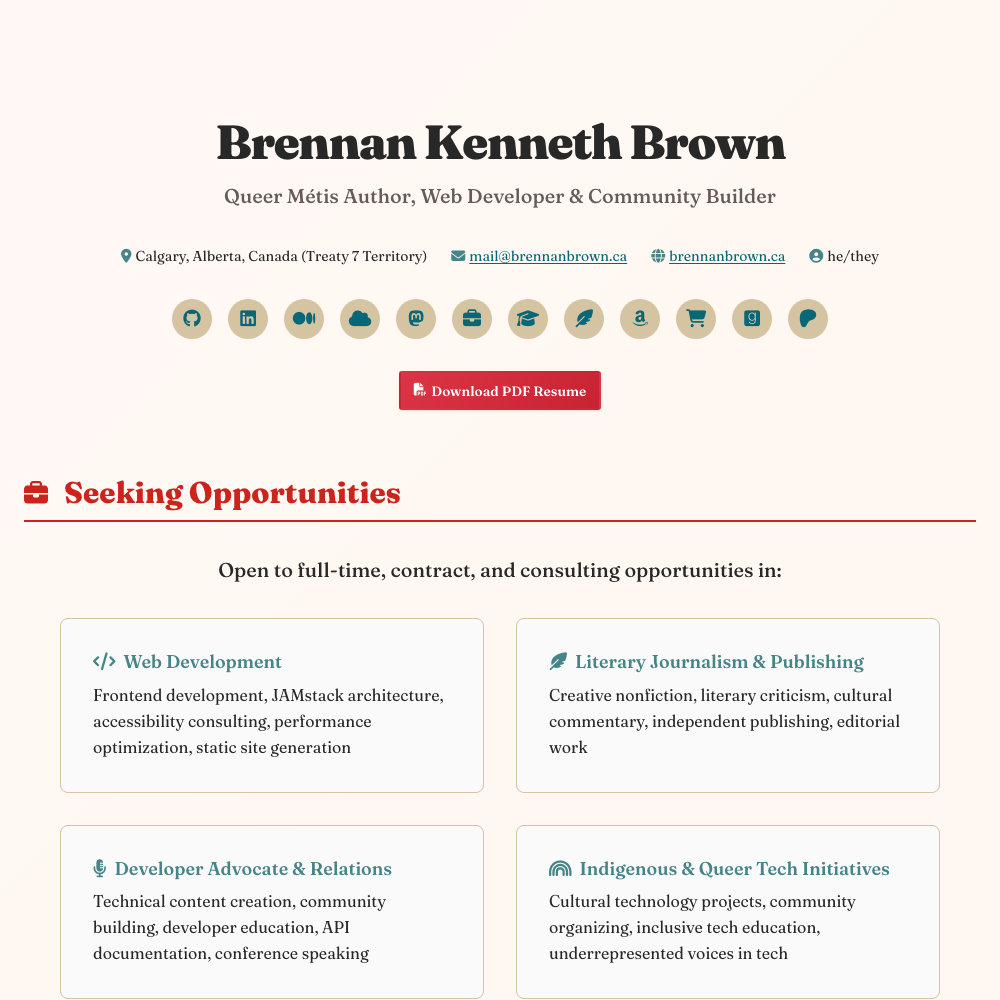 Brennan Brown: CV / Resume