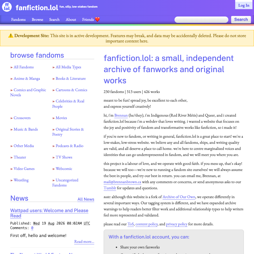 fanfiction.lol: Independent Fan Archive